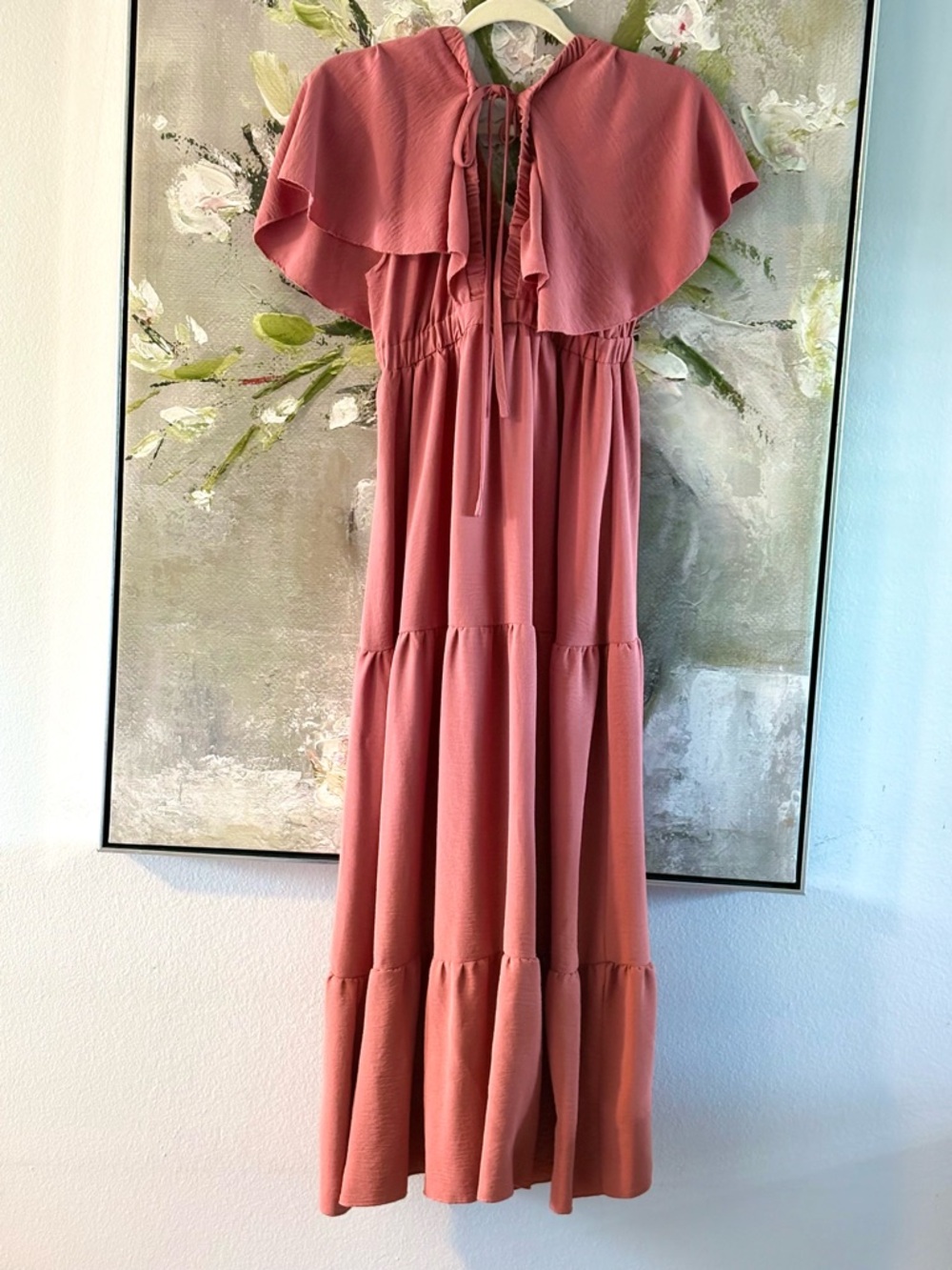 Simplee Dusty Rose Tiered Maxi Dress - Picture 2 of 2